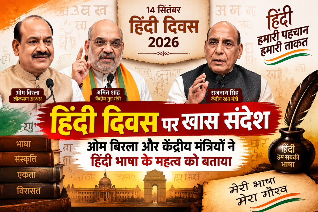 हिंदी दिवस पर खास संदेश, ओम बिरला और केंद्रीय मंत्रियों ने हिंदी भाषा के महत्व को बताया हिंदी दिवस पर खास संदेश, ओम बिरला और केंद्रीय मंत्रियों ने हिंदी भाषा के महत्व को बताया