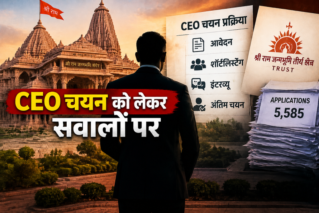 CEO चयन को लेकर सवालों पर राम मंदिर ट्रस्ट का बड़ा बयान, आवेदन से इंटरव्यू तक बताई पूरी प्रक्रिया CEO चयन को लेकर सवालों पर राम मंदिर ट्रस्ट का बड़ा बयान, आवेदन से इंटरव्यू तक बताई पूरी प्रक्रिया