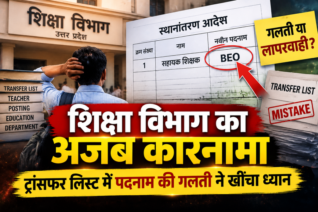 शिक्षा विभाग का अजब कारनामा, ट्रांसफर लिस्ट में पदनाम की गलती ने खींचा ध्यान शिक्षा विभाग का अजब कारनामा, ट्रांसफर लिस्ट में पदनाम की गलती ने खींचा ध्यान