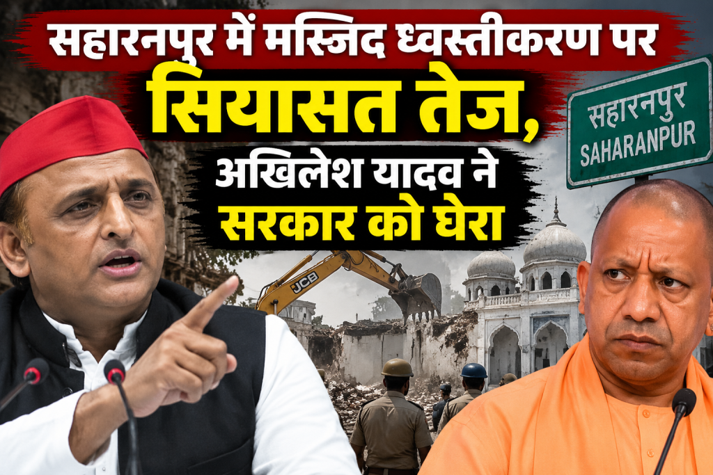 सहारनपुर में मस्जिद ध्वस्तीकरण पर सियासत तेज, अखिलेश यादव ने सरकार को घेरा सहारनपुर में मस्जिद ध्वस्तीकरण पर सियासत तेज, अखिलेश यादव ने सरकार को घेरा