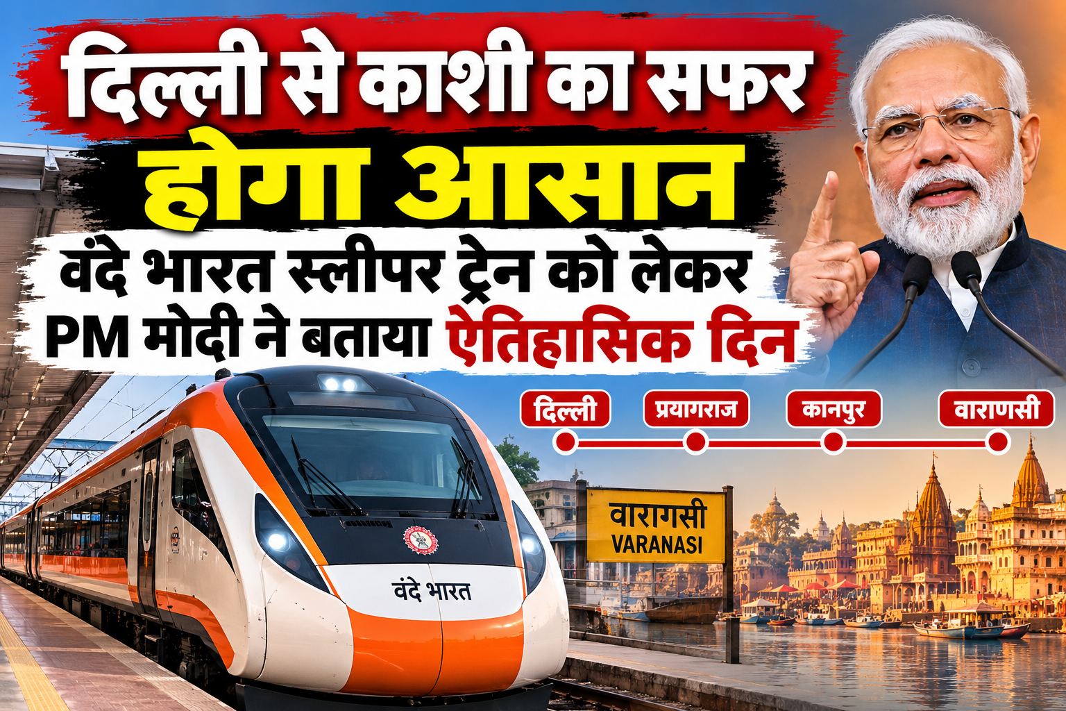 दिल्ली से काशी का सफर होगा आसान, वंदे भारत स्लीपर ट्रेन को लेकर PM मोदी ने बताया ऐतिहासिक दिन