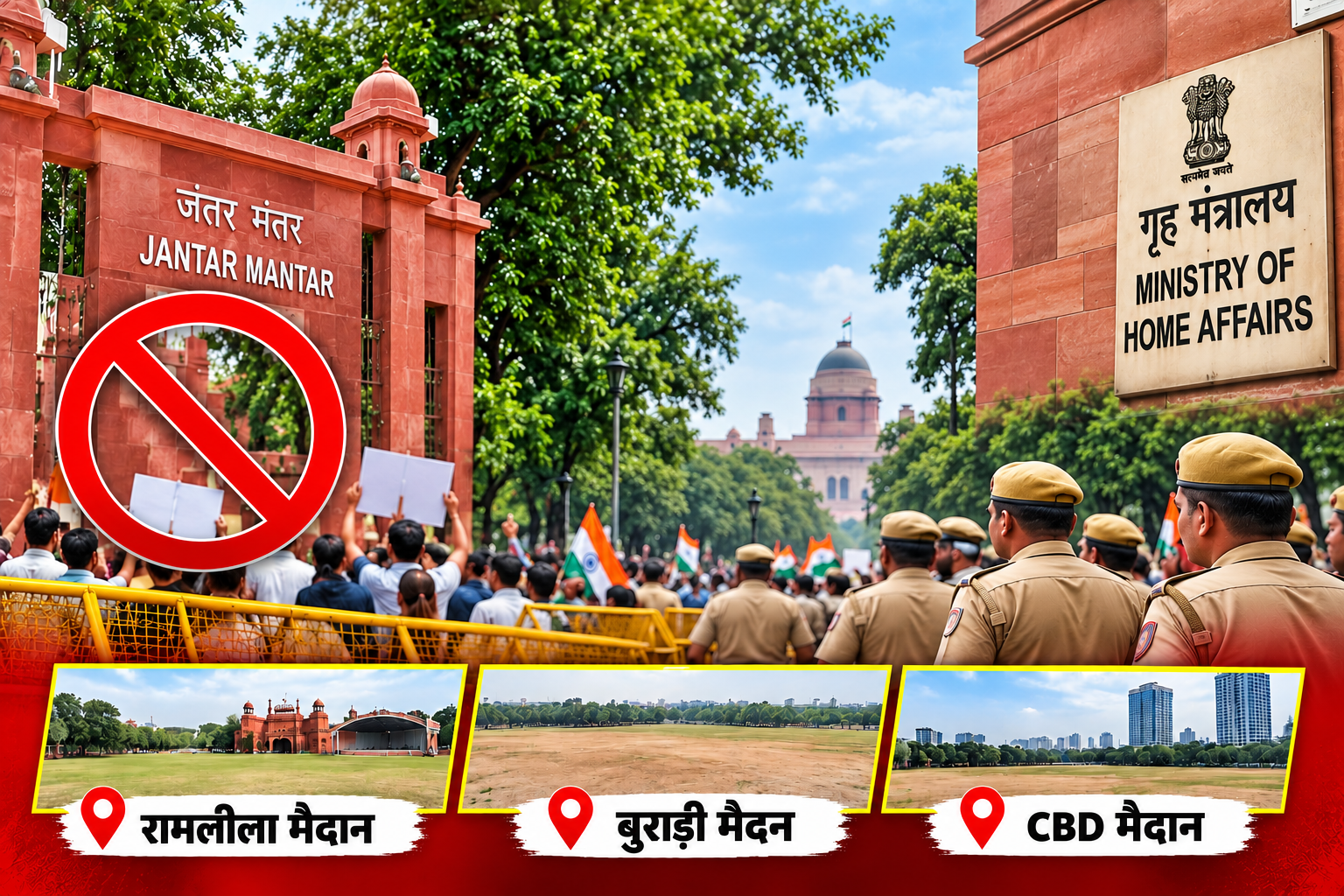 अब जंतर मंतर नहीं रहा प्रदर्शन स्थल, गृह मंत्रालय ने चिन्हित की तीन जगहें