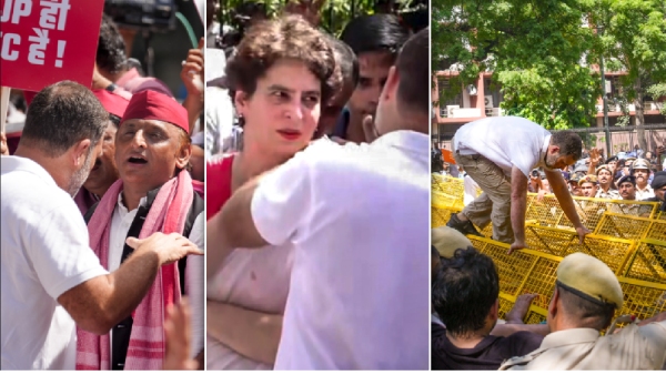 वोटर लिस्ट विवाद पर विपक्ष सड़क पर, अखिलेश-अभिषेक हिरासत में, राहुल-प्रियंका आकाशवाणी भवन में