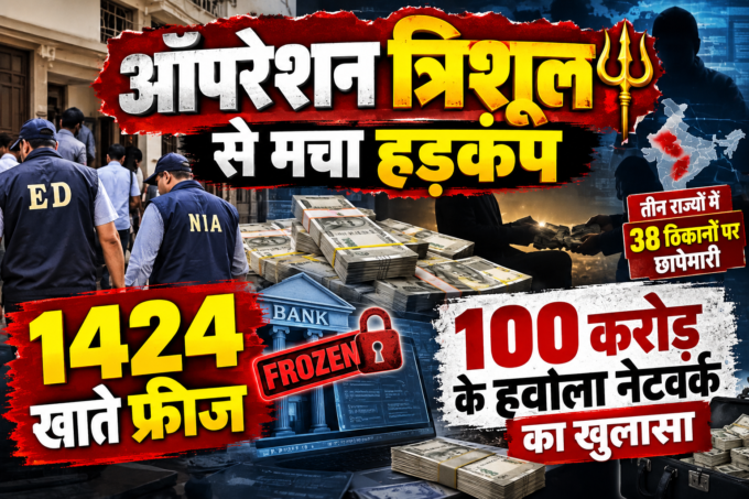 ऑपरेशन त्रिशूल से मचा हड़कंप, 1424 खाते फ्रीज, 100 करोड़ के नेटवर्क का खुलासा